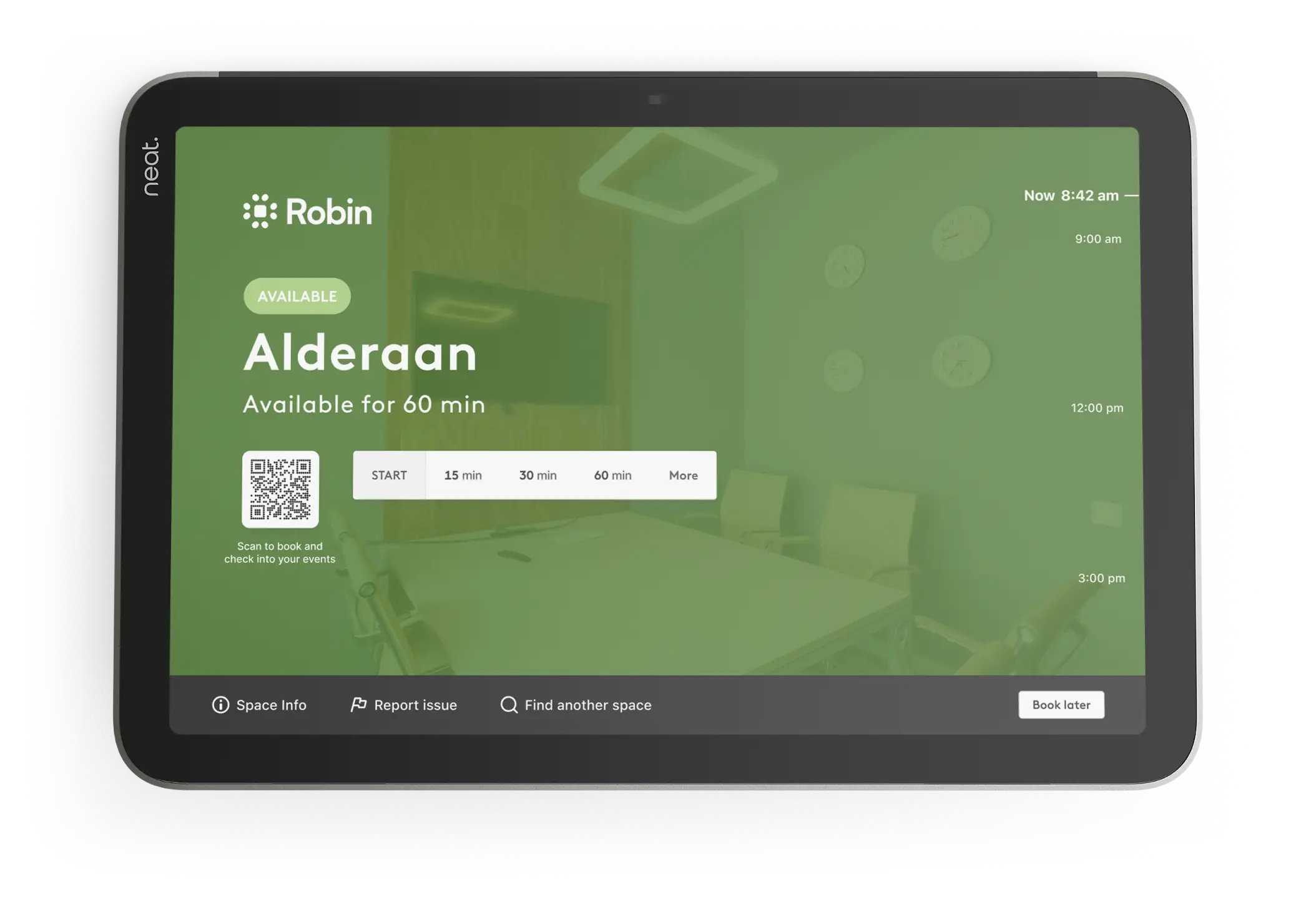 Robin running on Neat Pad Pro.